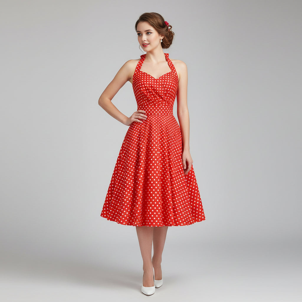 Polkadiva Dress – Vintage Halter Elegance