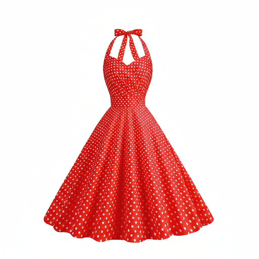 Polkadiva Dress – Vintage Halter Elegance