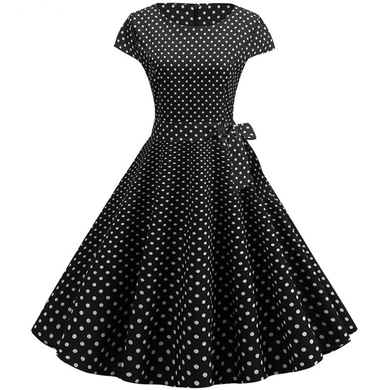 Retrodot Midi Dress – Timeless Vintage Charm