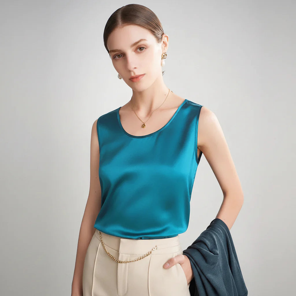 Graceful Sleeveless O Neck T Shirt for Casual Fashion