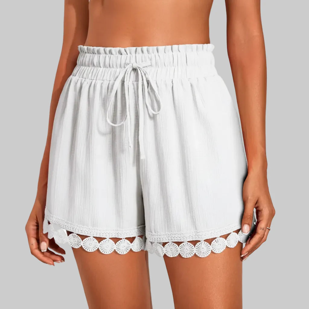 Trendy Lace Trim Summer Shorts for Relaxed Vacation Looks