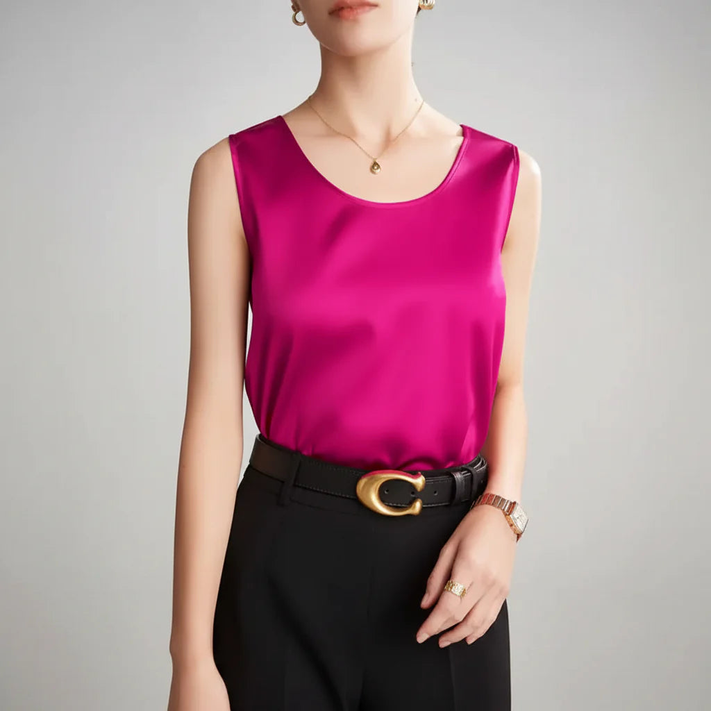 Graceful Sleeveless O Neck T Shirt for Casual Fashion