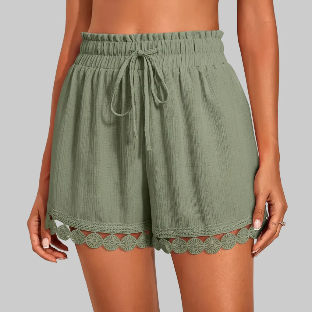 Trendy Lace Trim Summer Shorts for Relaxed Vacation Looks