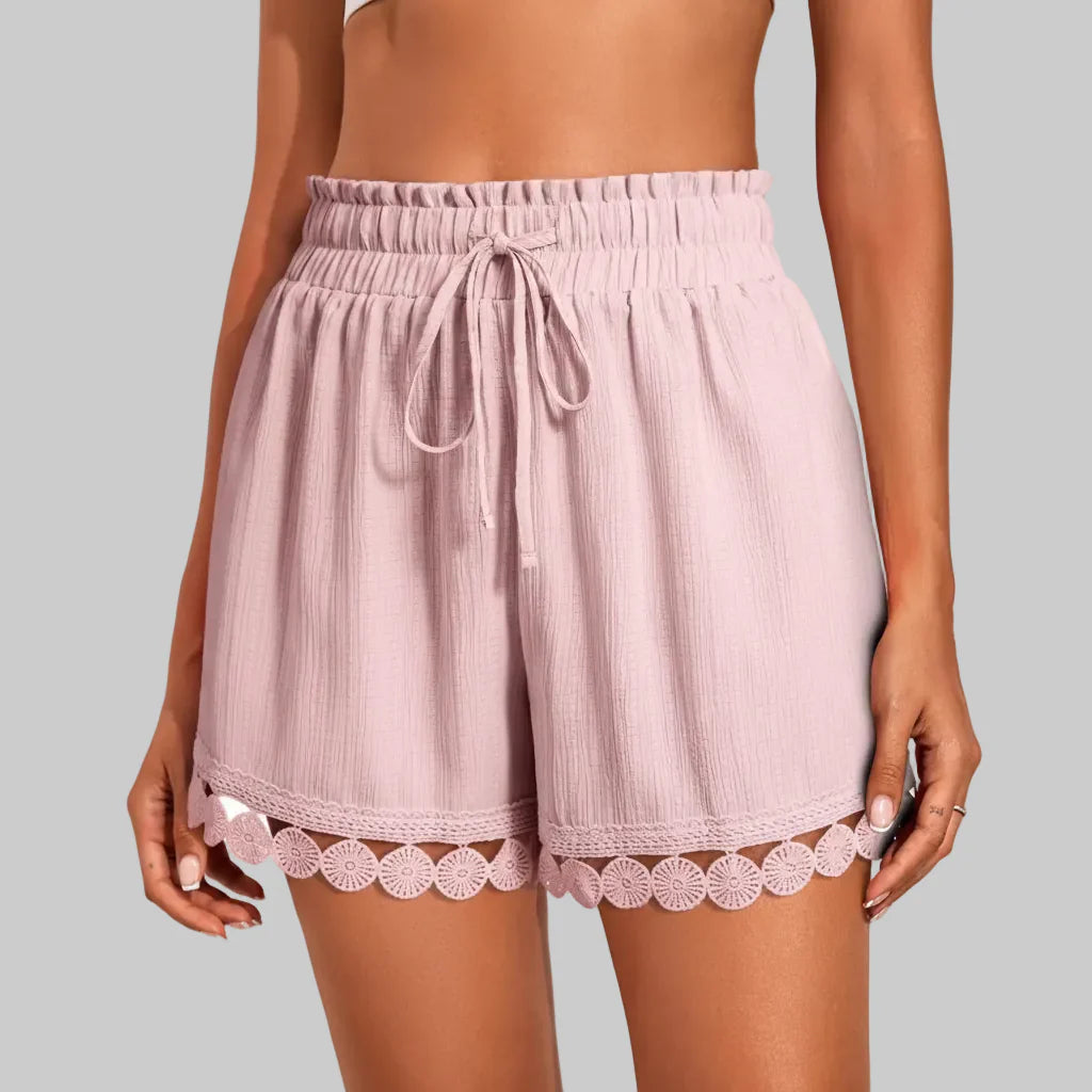 Trendy Lace Trim Summer Shorts for Relaxed Vacation Looks