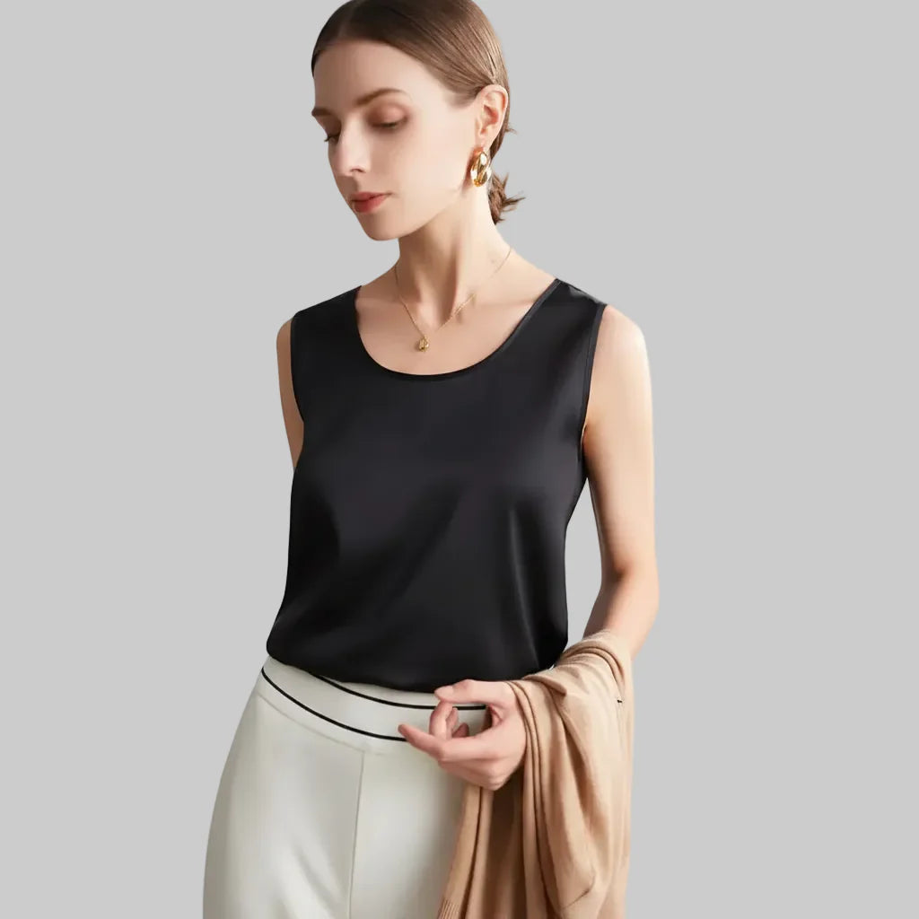 Graceful Sleeveless O Neck T Shirt for Casual Fashion