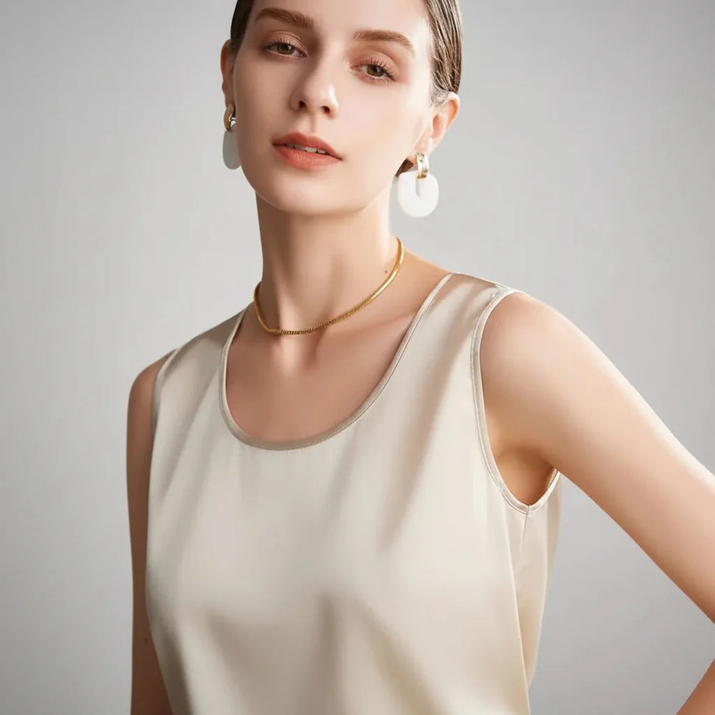 Graceful Sleeveless O Neck T Shirt for Casual Fashion