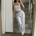 Trendy Strapless Vest and Trousers Set for Vacation Style